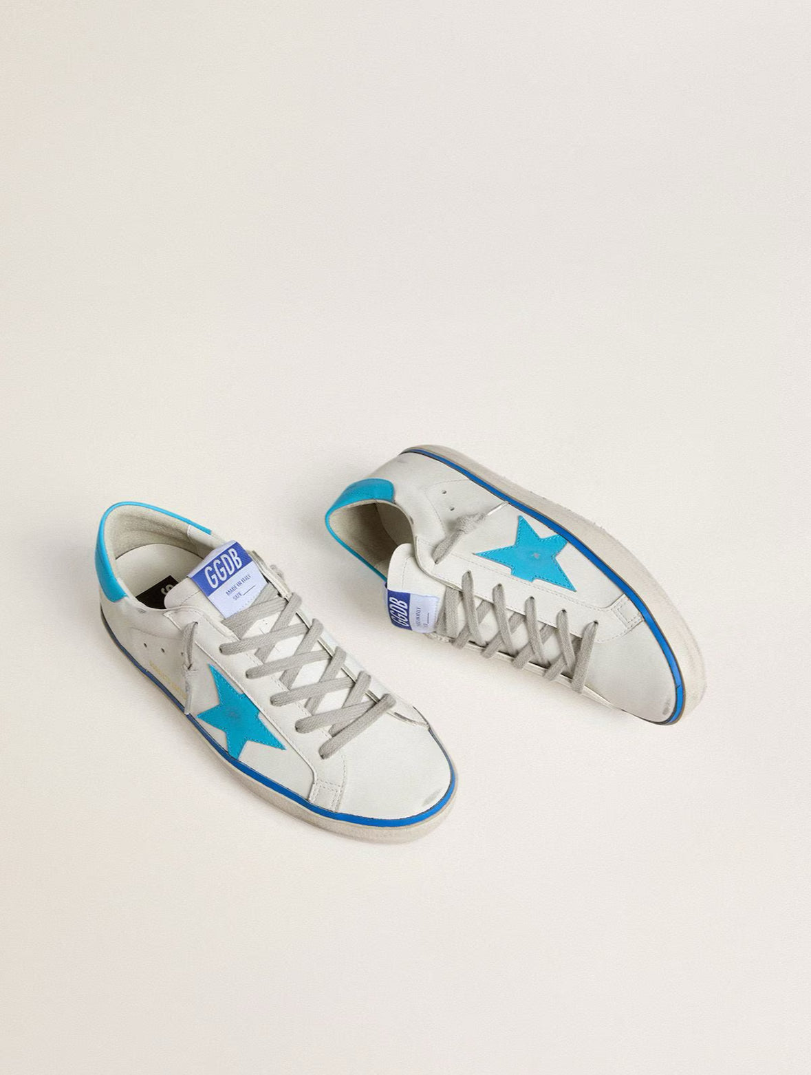 Super-Star LTD Femme – Cuir Blanc & Accents Bleu Clair