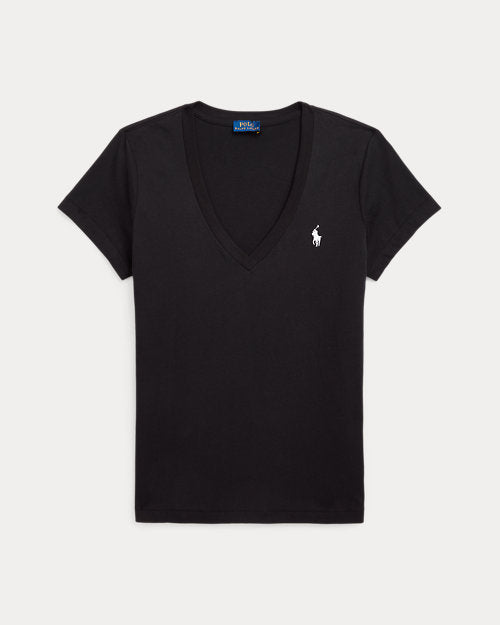 T-shirt col en V en jersey de coton