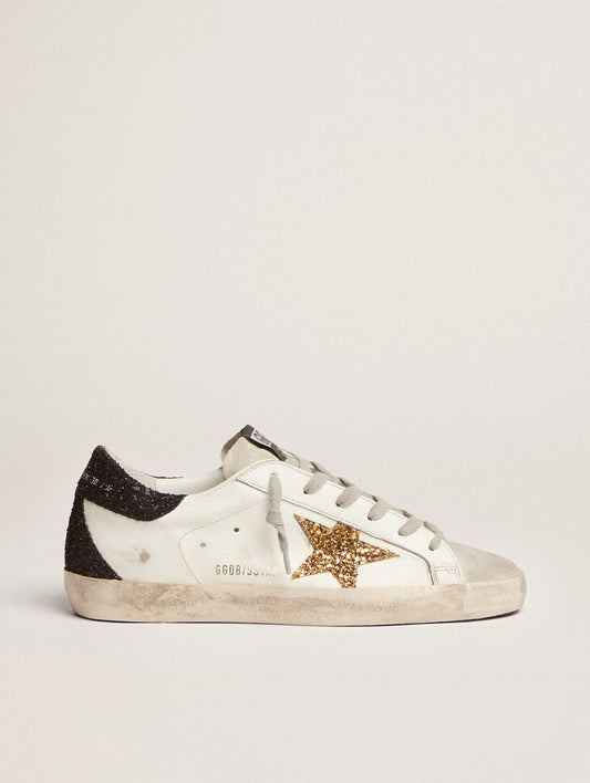 Super-Star Femme – Cuir Nappa & Paillettes Dorées