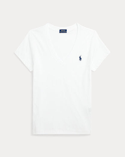 T-shirt col en V en jersey de coton