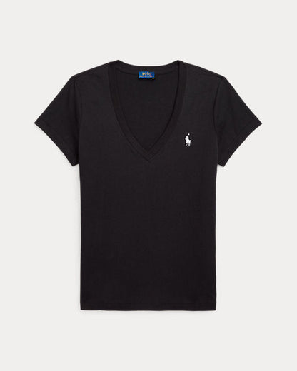 T-shirt col en V en jersey de coton